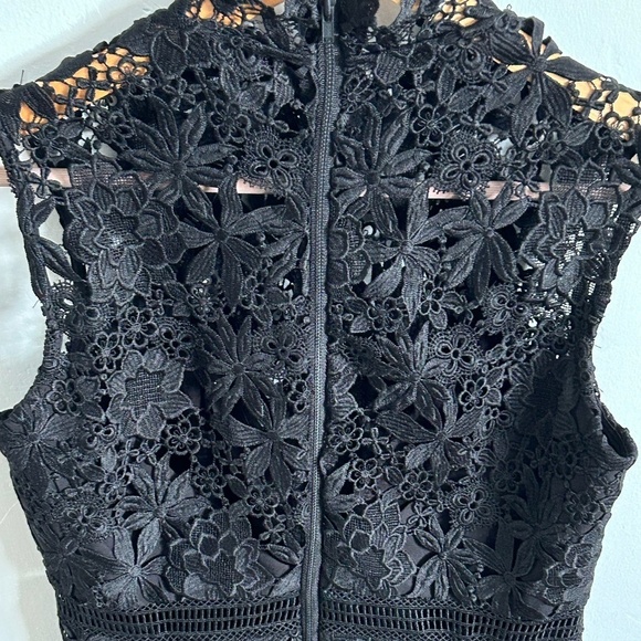 Bardot Black Lace Cut Out Dress Mock Neck - Picture 3 of 8